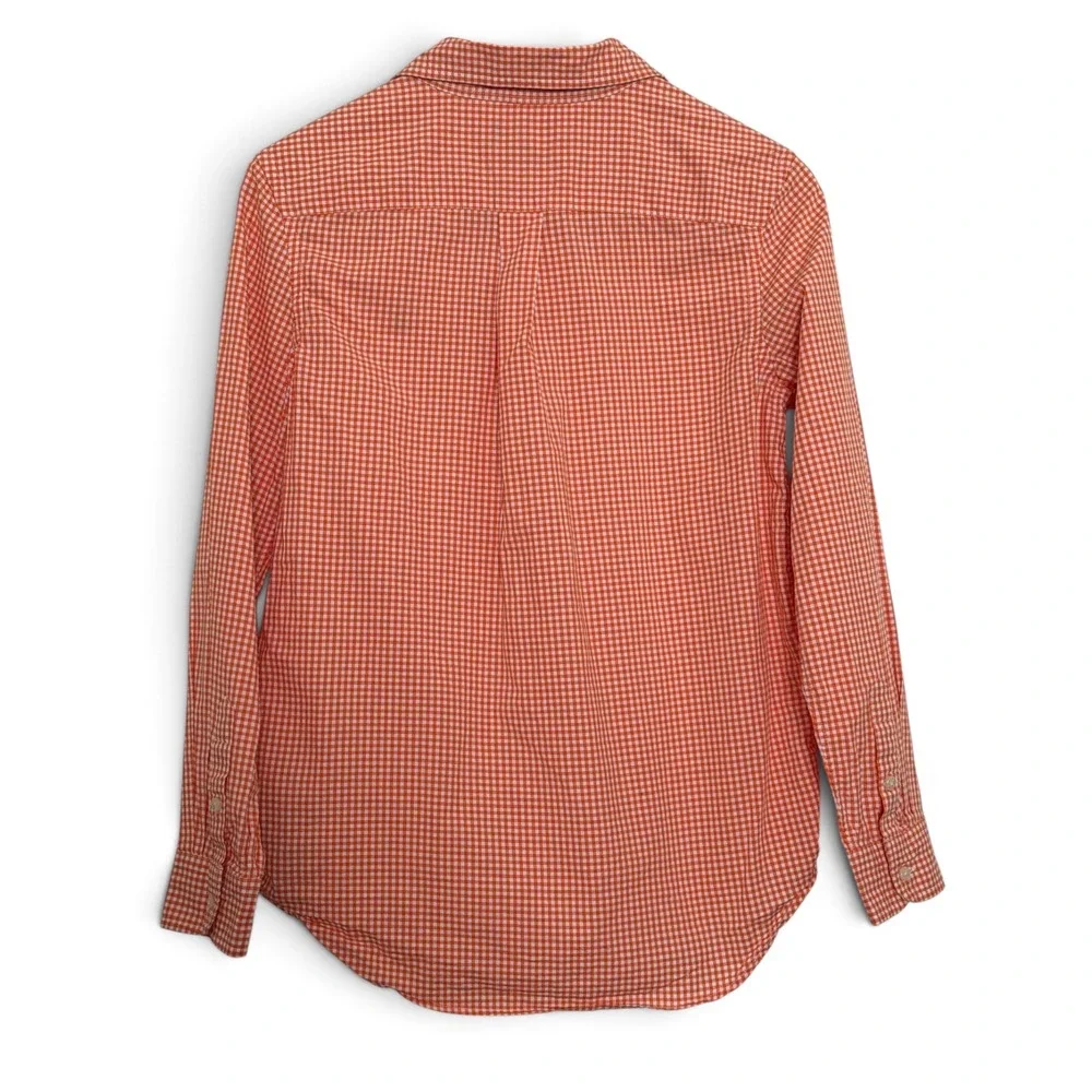 Polo Ralph Lauren Kids Orange Gingham Cotton Button Down Shirt L 14-16 Slim Fit